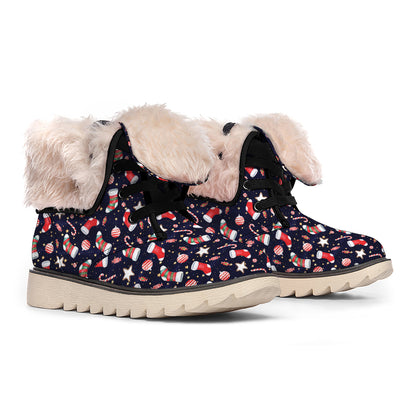 Watercolor Merry Christmas Pattern Print Winter Boots