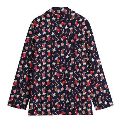 Watercolor Merry Christmas Pattern Print Women's Blazer