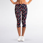 Watercolor Merry Christmas Pattern Print Women's Capri Leggings