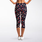 Watercolor Merry Christmas Pattern Print Women's Capri Leggings