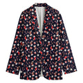 Watercolor Merry Christmas Pattern Print Women's Cotton Blazer