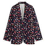 Watercolor Merry Christmas Pattern Print Women's Cotton Blazer