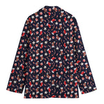 Watercolor Merry Christmas Pattern Print Women's Cotton Blazer