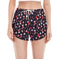 Watercolor Merry Christmas Pattern Print Women's Split Running Shorts