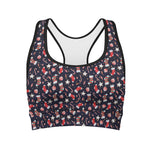 Watercolor Merry Christmas Pattern Print Women's Sports Bra