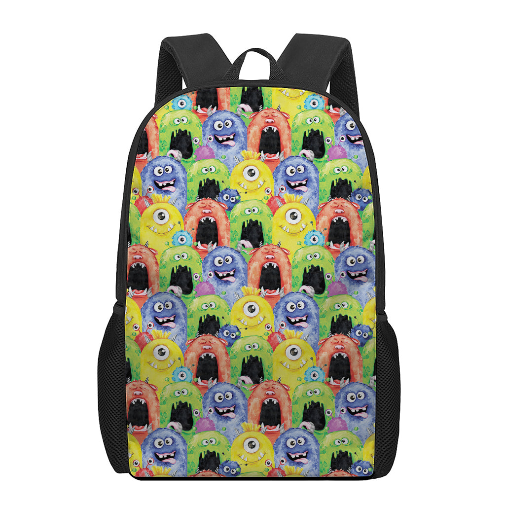 Watercolor Monster Pattern Print 17 Inch Backpack