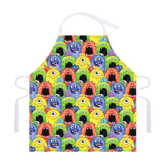 Watercolor Monster Pattern Print Adjustable Apron