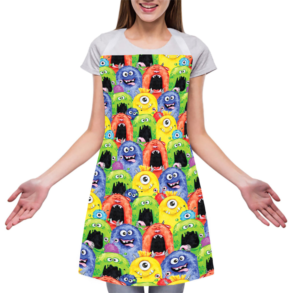 Watercolor Monster Pattern Print Adjustable Apron
