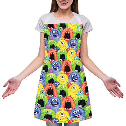 Watercolor Monster Pattern Print Adjustable Apron