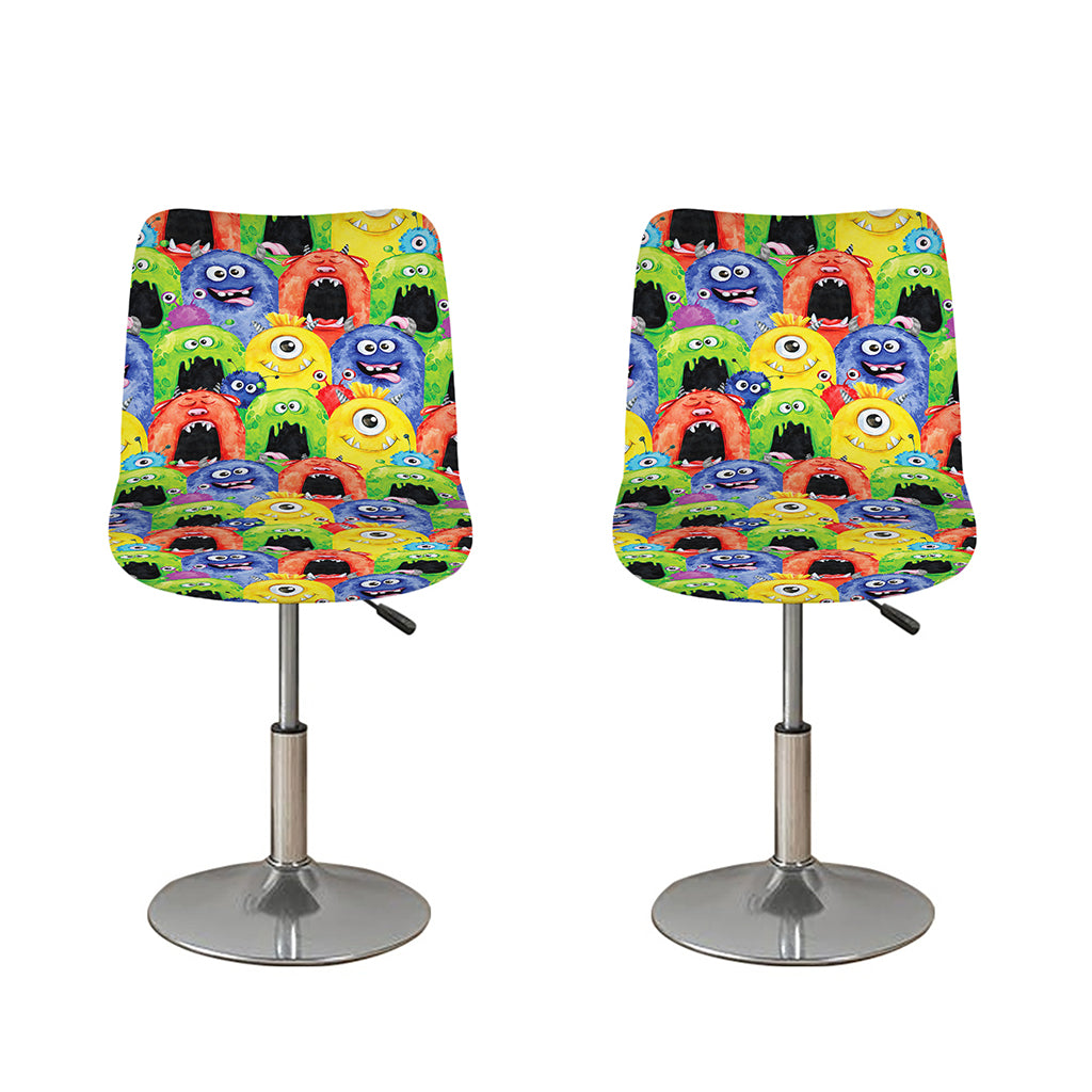 Watercolor Monster Pattern Print Bar Stool Covers