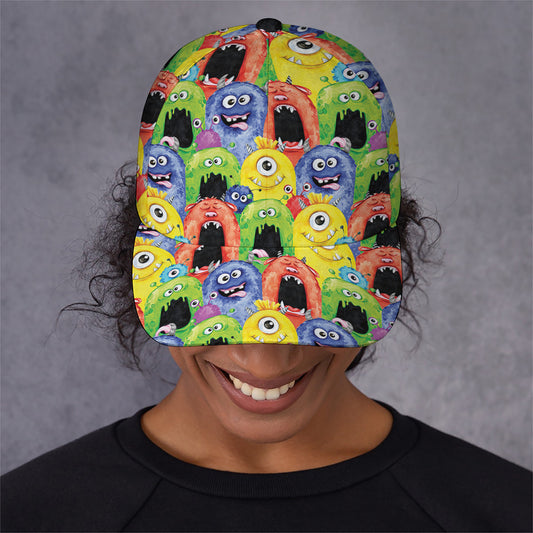 Watercolor Monster Pattern Print Baseball Cap