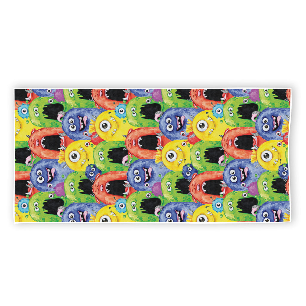 Watercolor Monster Pattern Print Beach Towel