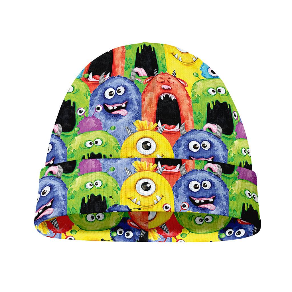 Watercolor Monster Pattern Print Beanie