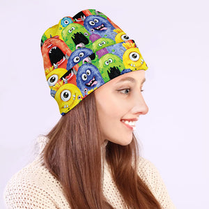 Watercolor Monster Pattern Print Beanie