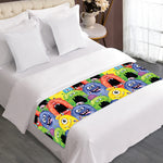 Watercolor Monster Pattern Print Bed Runner