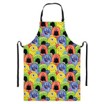 Watercolor Monster Pattern Print Bib Apron With Pocket