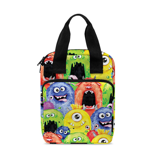 Watercolor Monster Pattern Print Bible Tote Bag