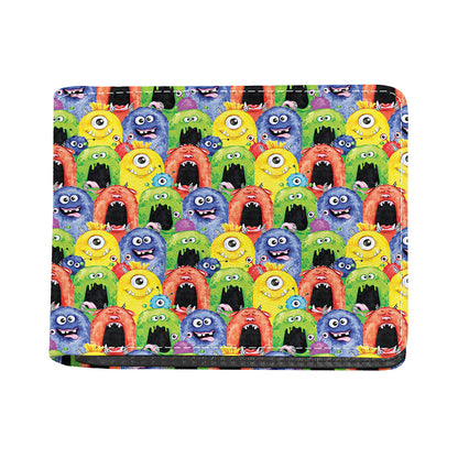 Watercolor Monster Pattern Print Bifold Wallet