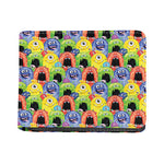 Watercolor Monster Pattern Print Bifold Wallet