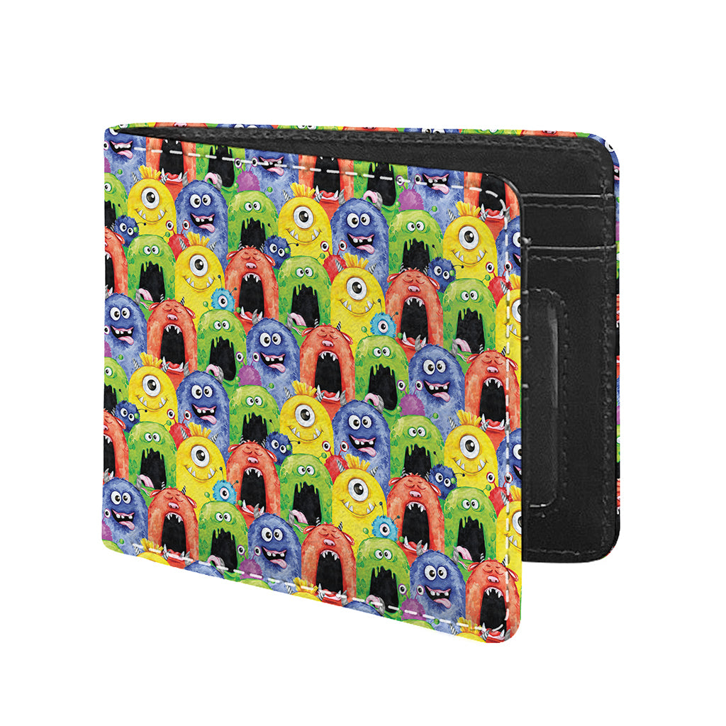 Watercolor Monster Pattern Print Bifold Wallet