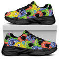 Watercolor Monster Pattern Print Black Chunky Shoes