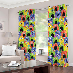 Watercolor Monster Pattern Print Blackout Grommet Curtains