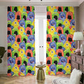 Watercolor Monster Pattern Print Dimout Pencil Pleat Curtains