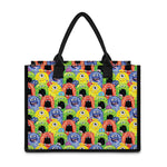 Watercolor Monster Pattern Print Canvas Tote Bag