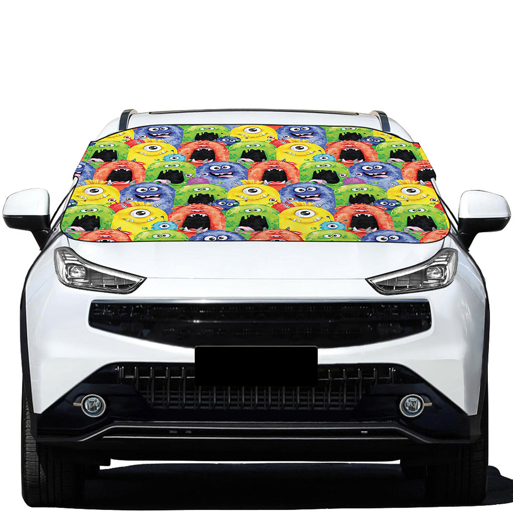 Watercolor Monster Pattern Print Car Windshield Snow Cover