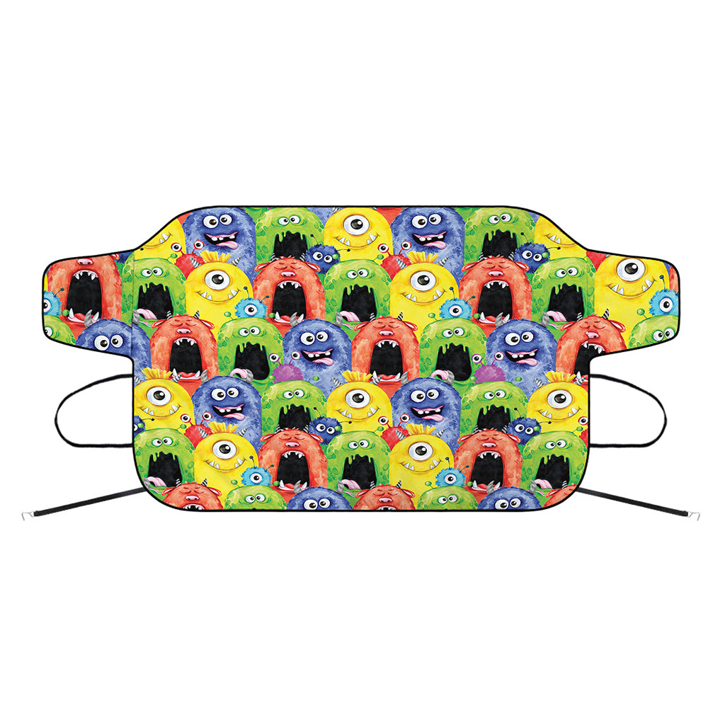 Watercolor Monster Pattern Print Car Windshield Snow Cover