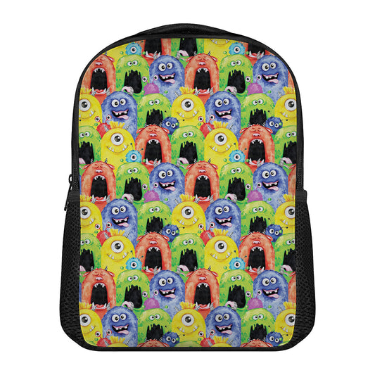Watercolor Monster Pattern Print Casual Backpack