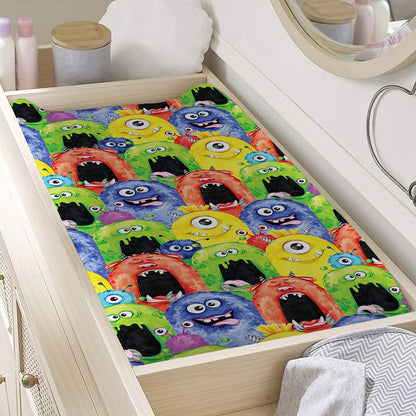 Watercolor Monster Pattern Print Changing Pad Cover