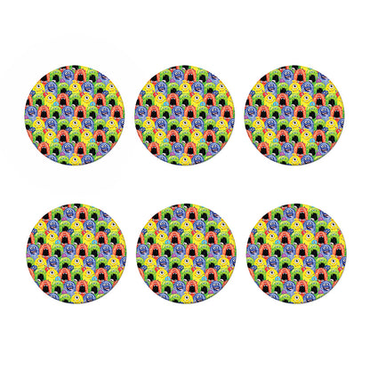 Watercolor Monster Pattern Print Coaster Set