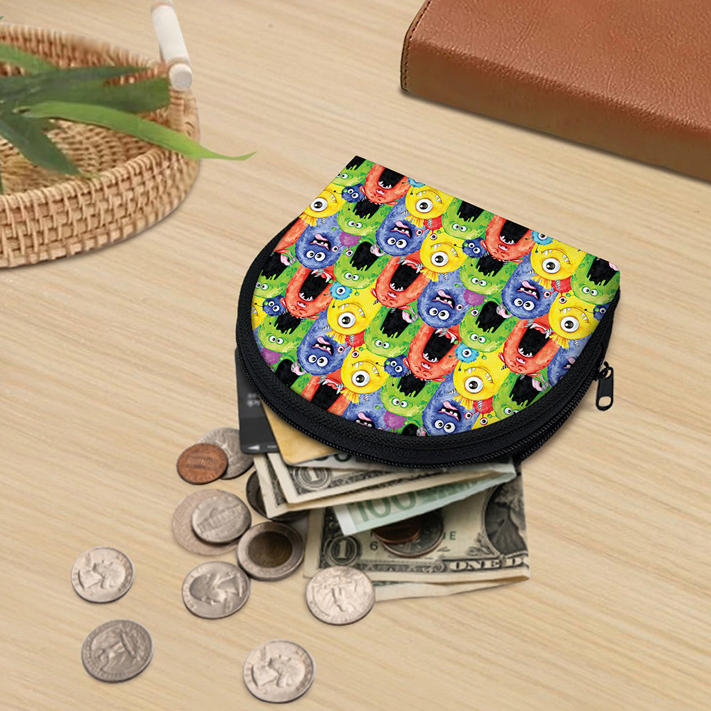 Watercolor Monster Pattern Print Coin Purse