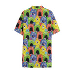 Watercolor Monster Pattern Print Cotton Hawaiian Shirt
