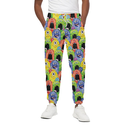 Watercolor Monster Pattern Print Cotton Pants