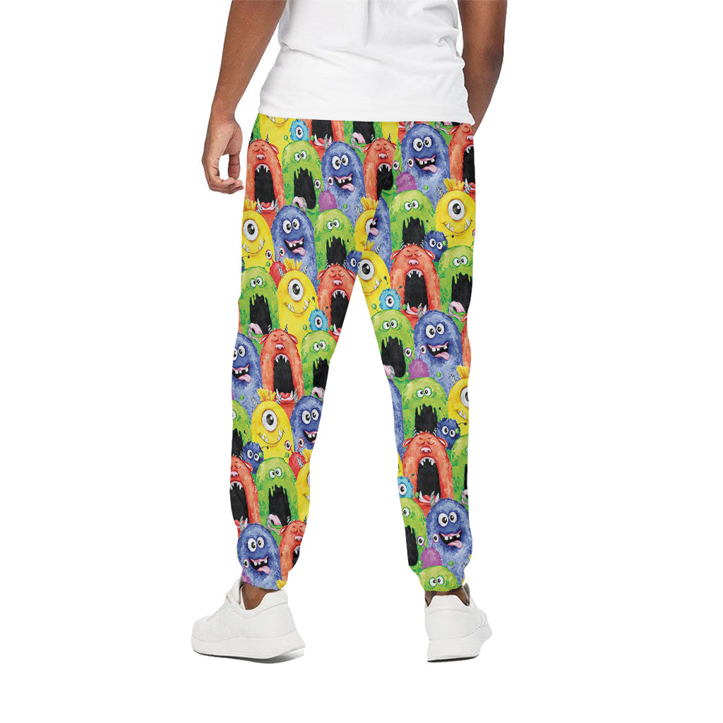 Watercolor Monster Pattern Print Cotton Pants