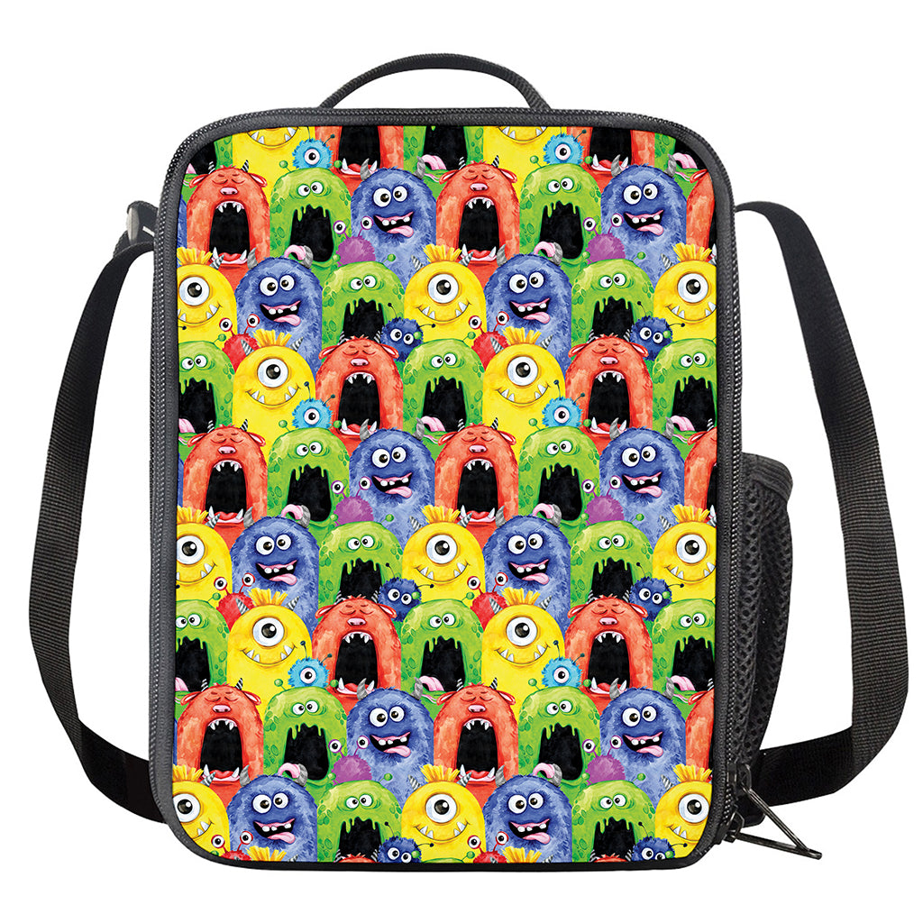 Watercolor Monster Pattern Print Crossbody Lunch Bag