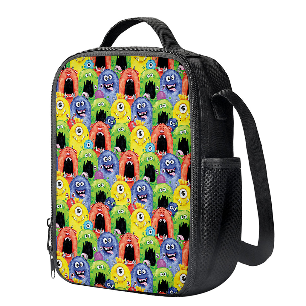 Watercolor Monster Pattern Print Crossbody Lunch Bag