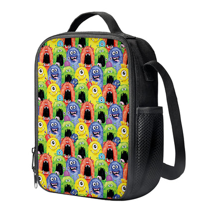 Watercolor Monster Pattern Print Crossbody Lunch Bag