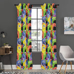 Watercolor Monster Pattern Print Curtain