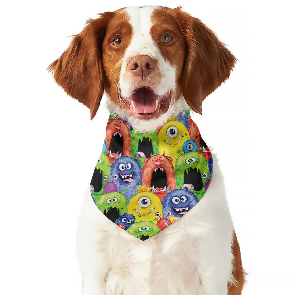 Watercolor Monster Pattern Print Dog Bandana