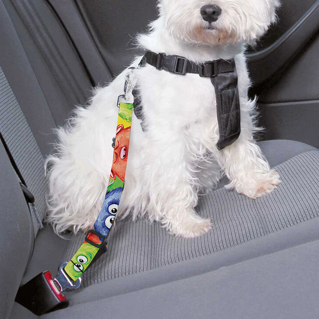 Watercolor Monster Pattern Print Dog Seat Belt