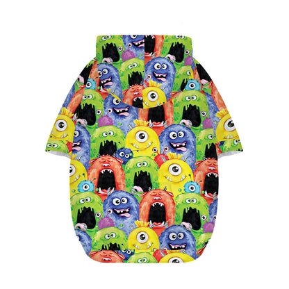 Watercolor Monster Pattern Print Dog Zip Up Hoodie