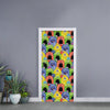 Watercolor Monster Pattern Print Door Sticker