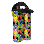 Watercolor Monster Pattern Print Double Neoprene Wine Tote
