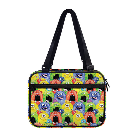 Watercolor Monster Pattern Print Double Strap Bible Bag