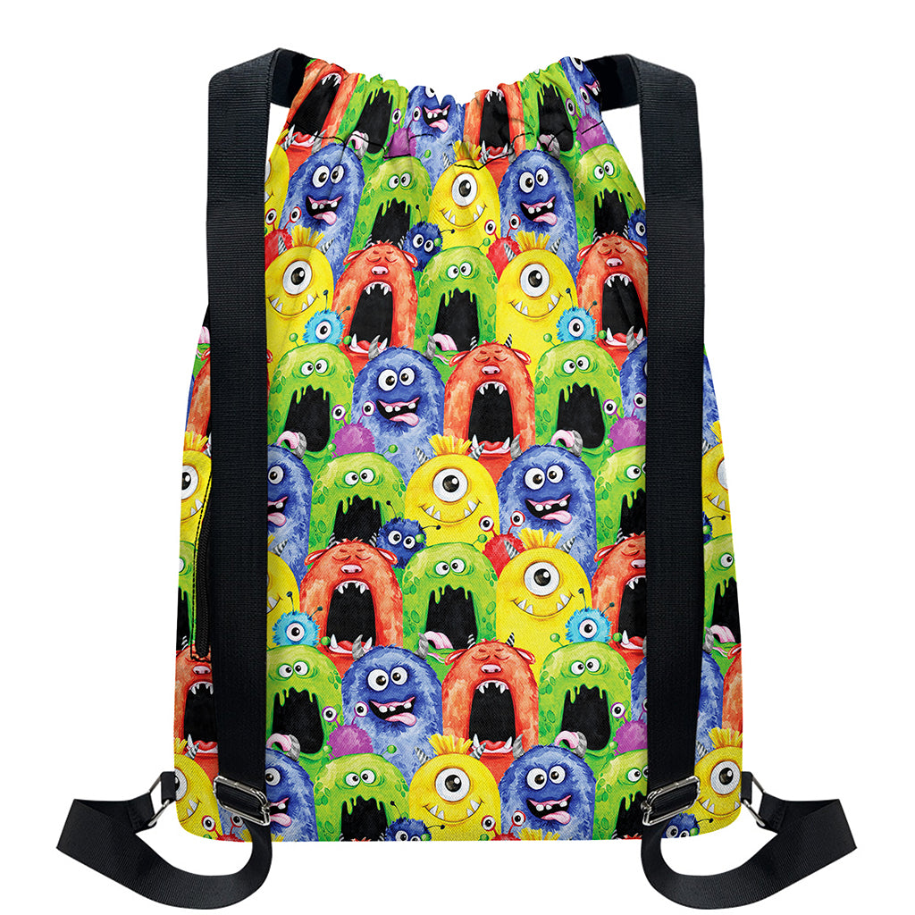 Watercolor Monster Pattern Print Drawstring Backpack