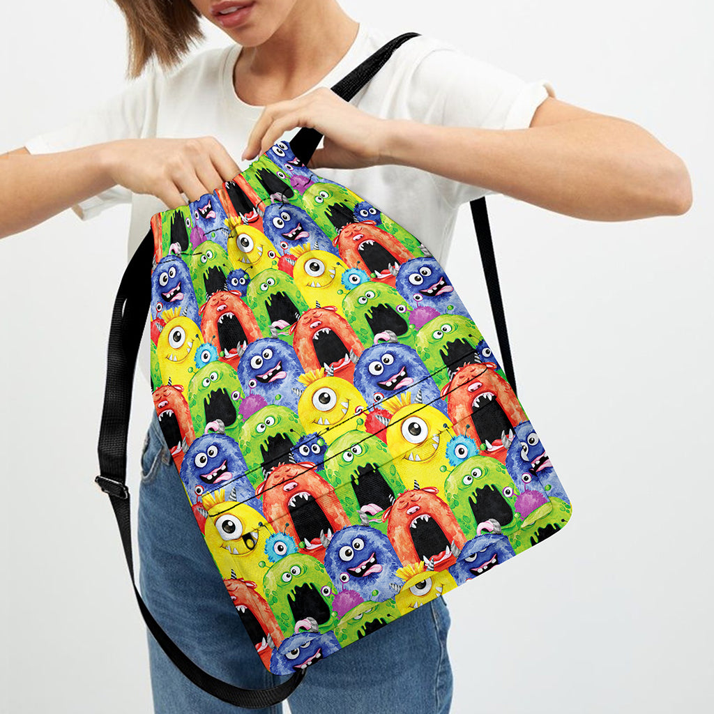 Watercolor Monster Pattern Print Drawstring Backpack
