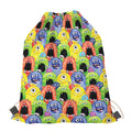 Watercolor Monster Pattern Print Drawstring Bag